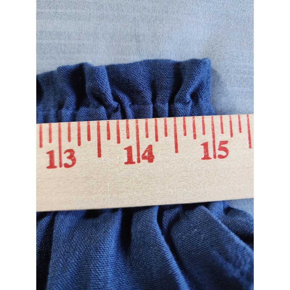 Halara Blue High Waisted Wide Leg Cuffed Pants Size L Regular Cropped Boho - Picture 4 of 6